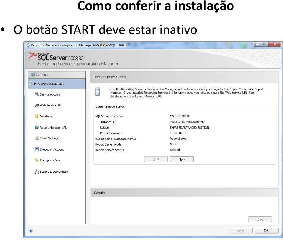 botão START