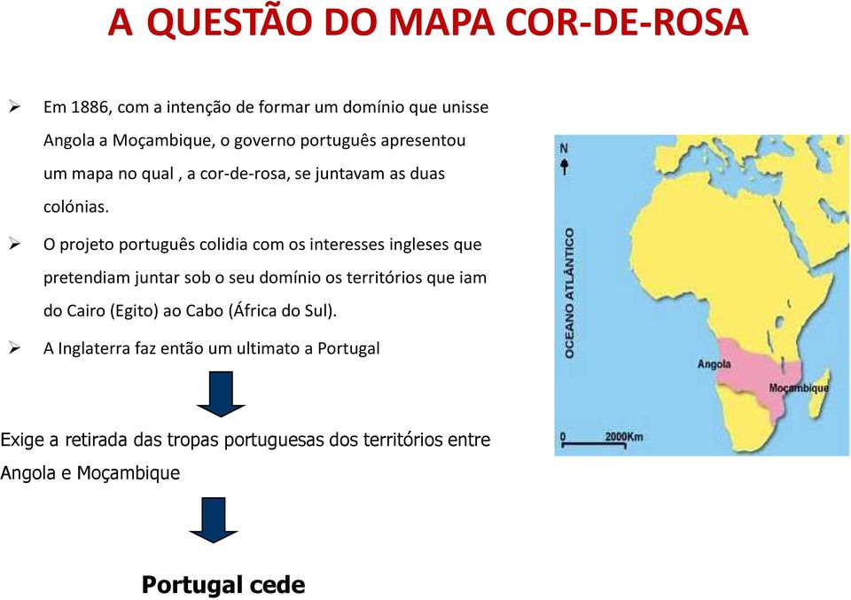 O projeto português colidia com os interesses ingleses que pretendiam juntar sob o seu domínio os territórios que iam do