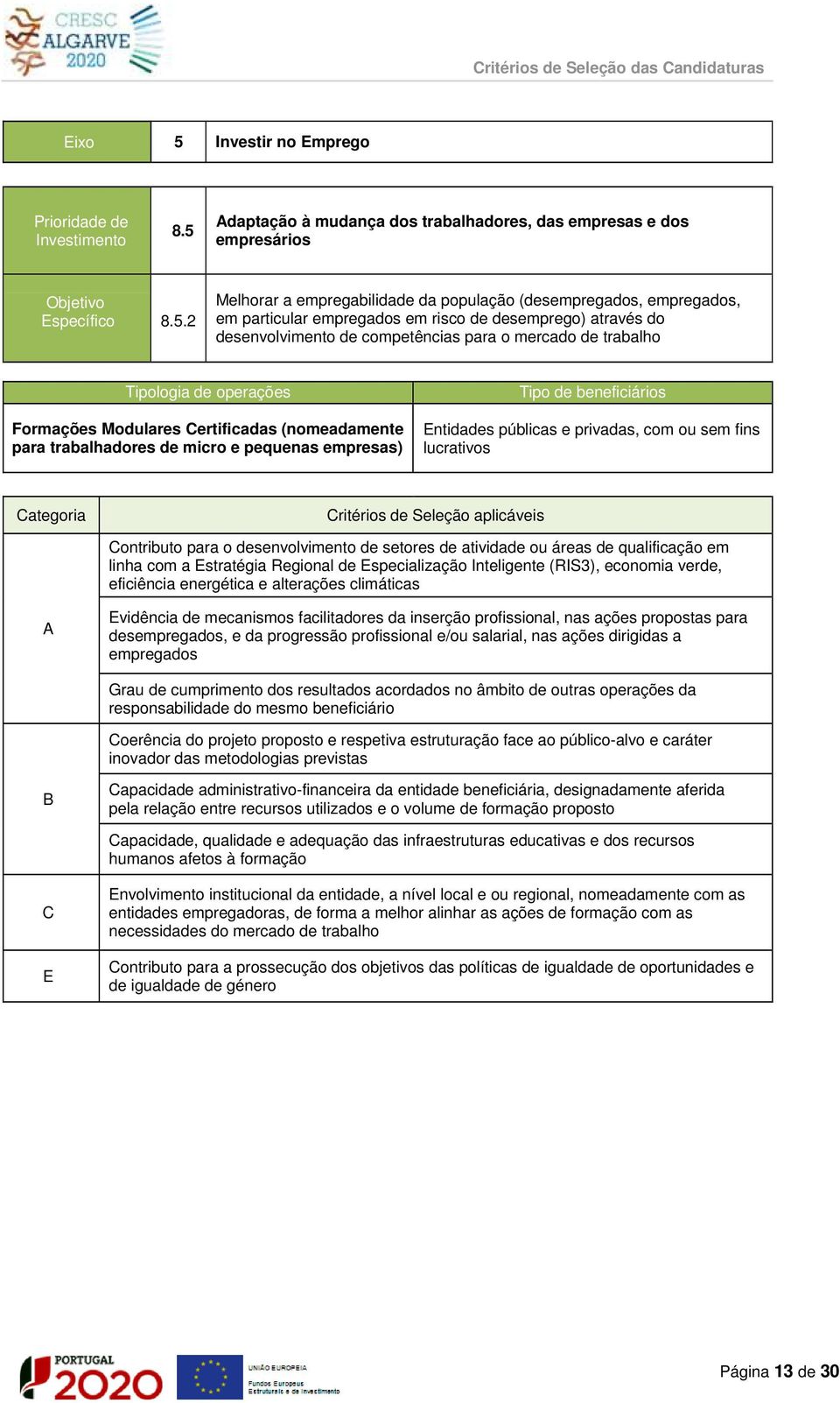 daptação à mudança dos trabalhadores, das empresas e dos empresários specífico 8.5.