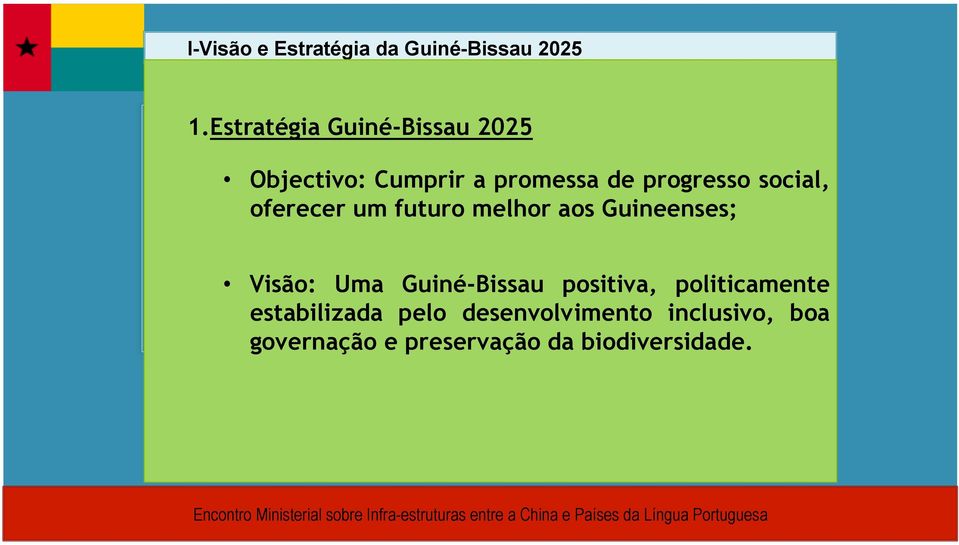 social, oferecer um futuro melhor aos Guineenses; Visão: Uma Guiné-Bissau