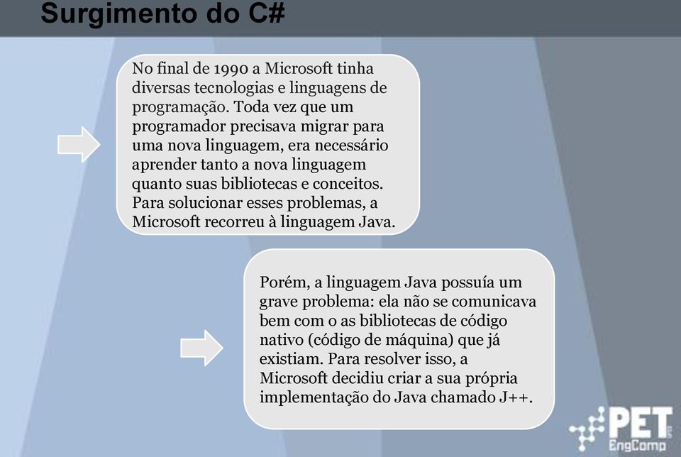 conceitos. Para solucionar esses problemas, a Microsoft recorreu à linguagem Java.