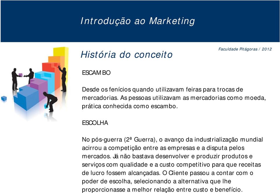 ESCOLHA No pós-guerra (2ª Guerra), o avanço da industrialização mundial acirrou a competição entre as empresas e a disputa pelos mercados.