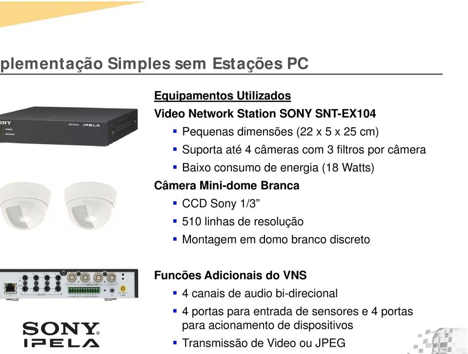 Branca CCD Sony 1/3 510 linhas de resolução Montagem em domo branco discreto Funcões Adicionais do VNS 4 canais de