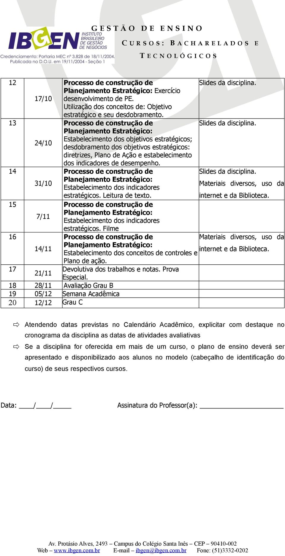 Estabelecimento dos indicadores estratégicos. Leitura de texto. Estabelecimento dos indicadores estratégicos. Filme Estabelecimento dos conceitos de controles e Plano de ação.