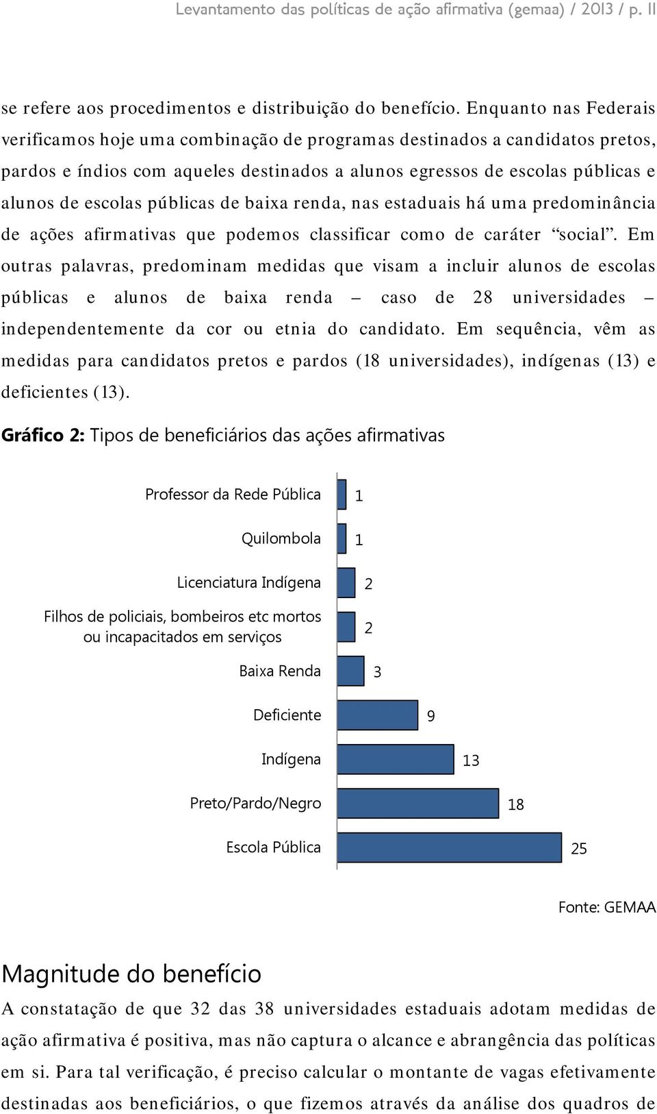 públicas de baixa renda, nas estaduais há uma predominância de ações afirmativas que podemos classificar como de caráter social.