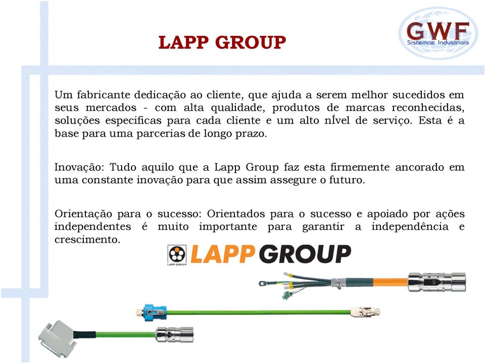 Inovação: Tudo aquilo que a Lapp Group faz esta firmemente ancorado em uma constante inovação para que assim assegure o futuro.