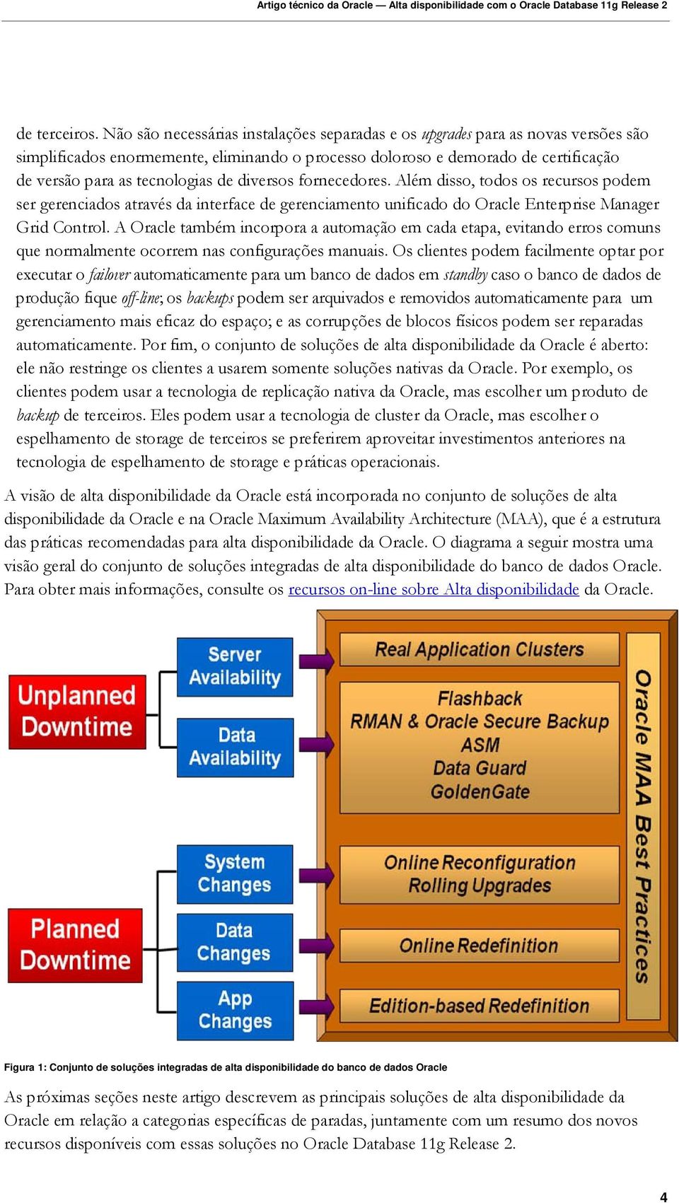 diversos fornecedores. Além disso, todos os recursos podem ser gerenciados através da interface de gerenciamento unificado do Oracle Enterprise Manager Grid Control.