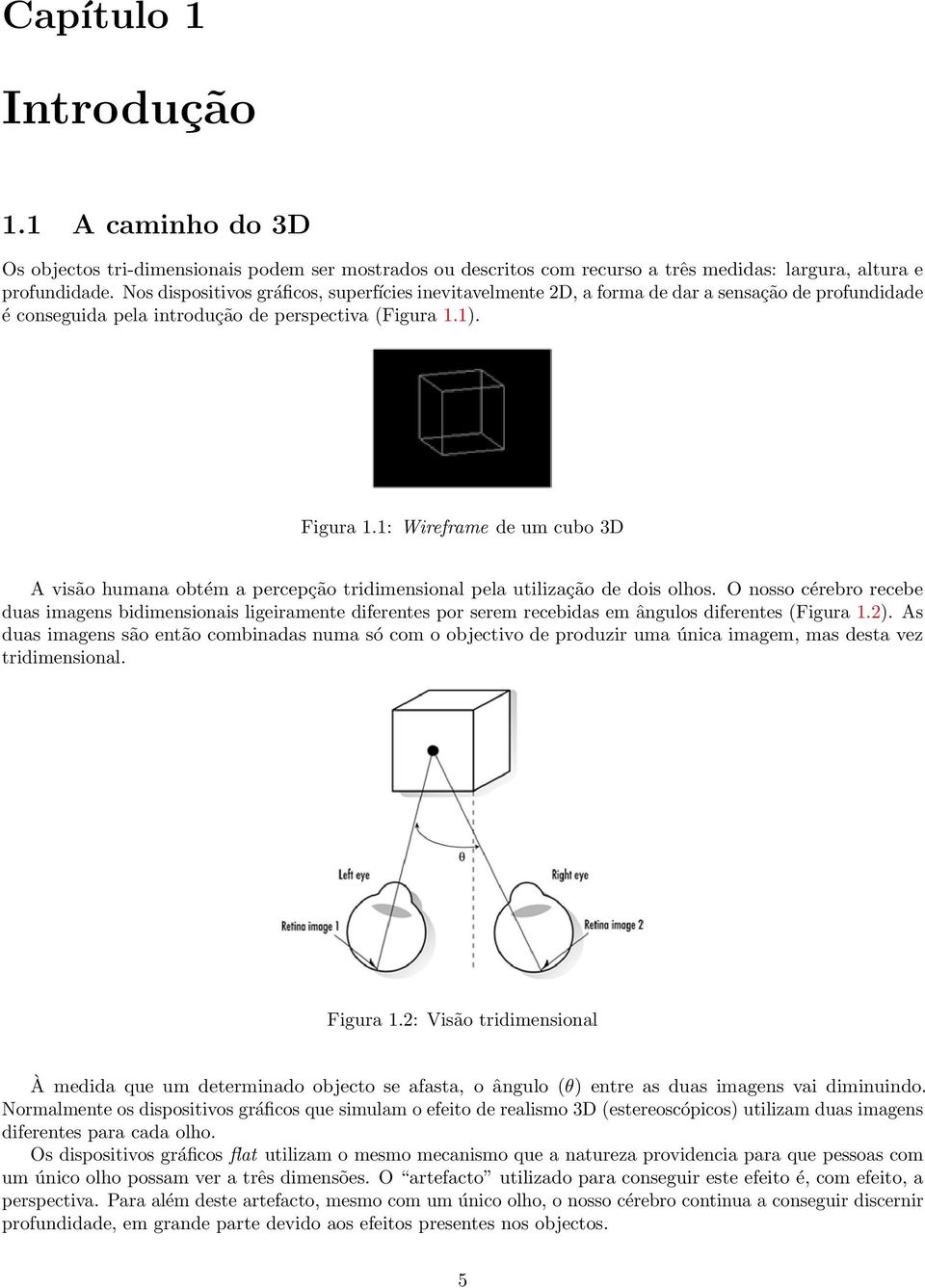 1: Wireframe de um cubo 3D A visão humana obtém a percepção tridimensional pela utilização de dois olhos.