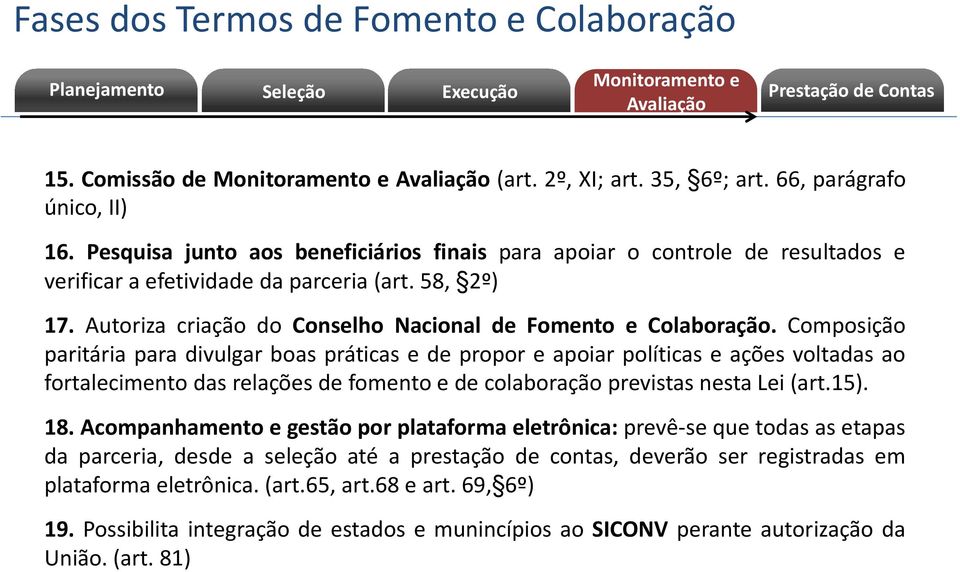 Autoriza criação do Conselho Nacional de Fomento e Colaboração.