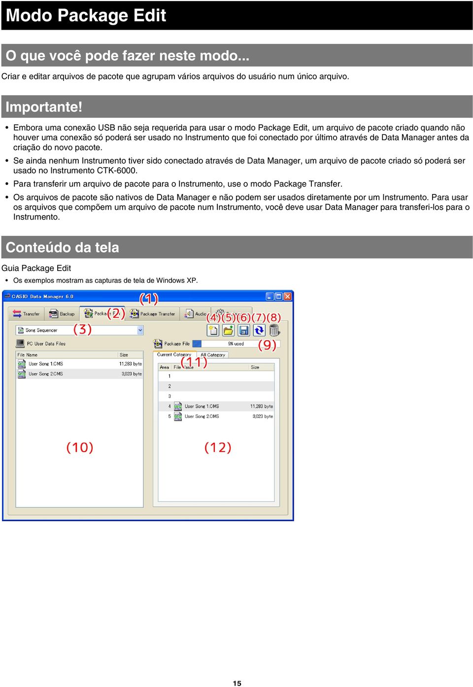 através de Data Manager antes da criação do novo pacote.