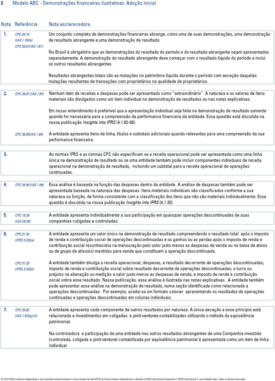 No Brasil é obrigatório que as demonstrações do resultado do período e do resultado abrangente sejam apresentados separadamente.