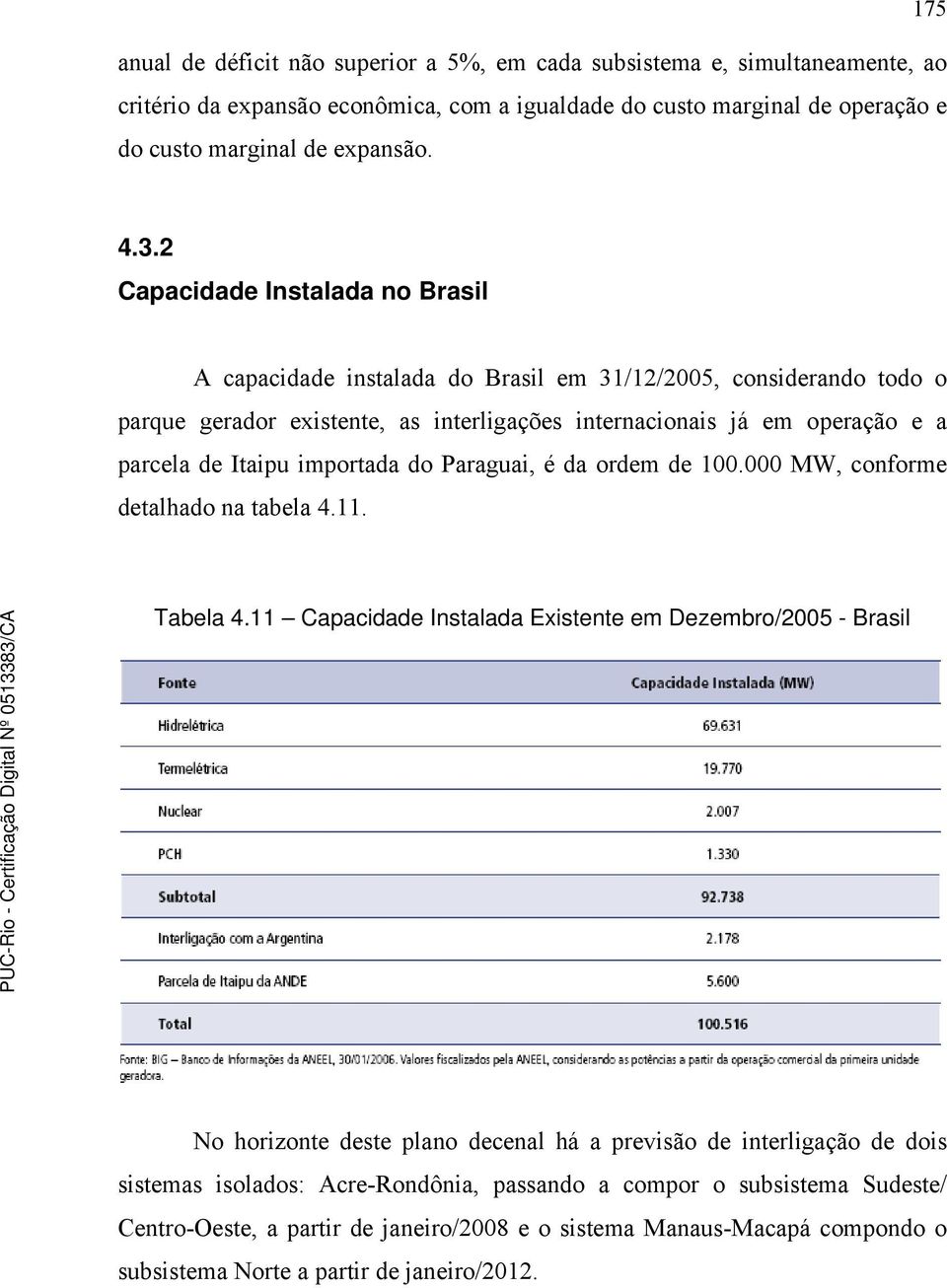 importada do Paraguai, é da ordem de 100.000 MW, conforme detalhado na tabela 4.11. Tabela 4.