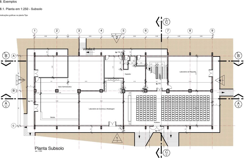 Laboratório de Maquetes 9,9 9, 0,5 0, 0,4 5, 0,5,9 0,, 0,,4 -.95 4 Setor dministrativo,55 0,08 5 0, 0-4.
