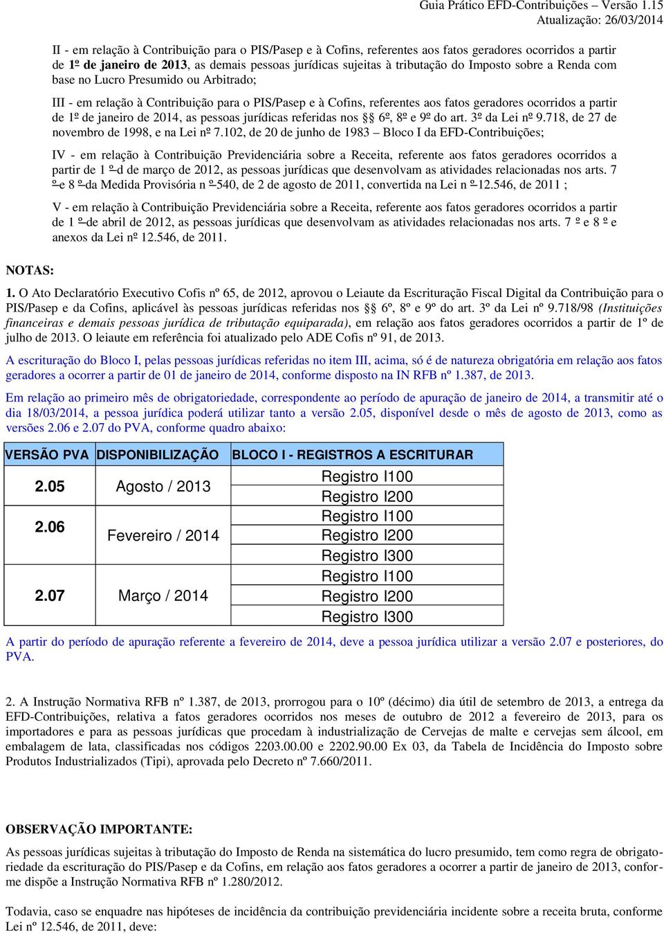 sobre a Renda com base no Lucro Presumido ou Arbitrado; III - em relação à Contribuição para o PIS/Pasep e à Cofins, referentes aos fatos geradores ocorridos a partir de 1º de janeiro de 2014, as