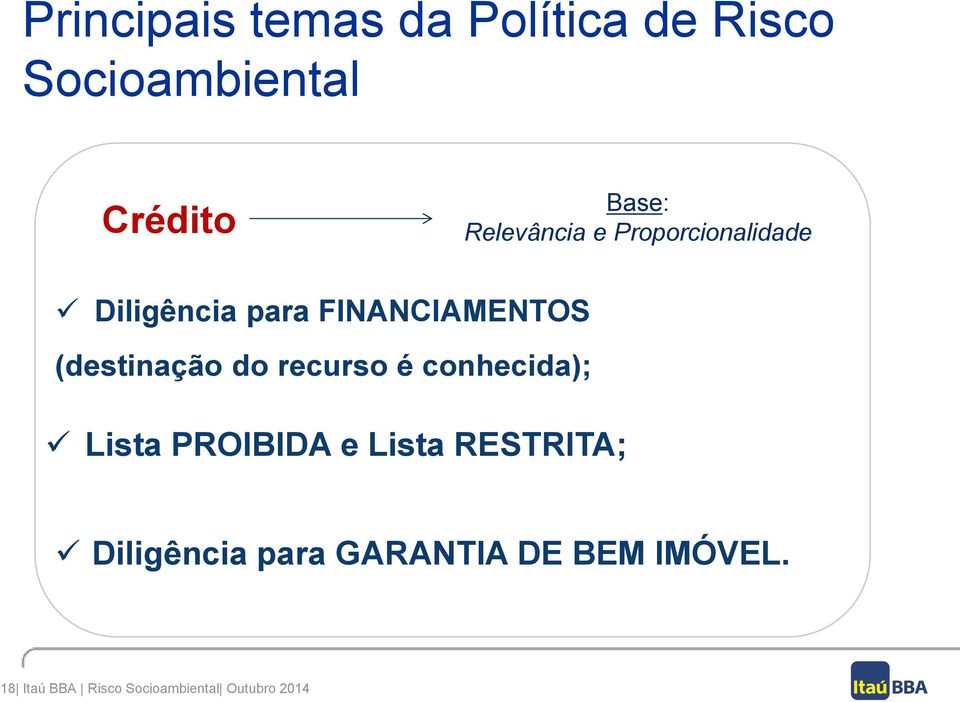 (destinação do recurso é conhecida); Lista PROIBIDA e Lista RESTRITA;