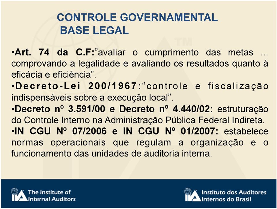 Decreto-Lei 200/1967: controle e fiscalização indispensáveis sobre a execução local. Decreto nº 3.591/00 e Decreto nº 4.