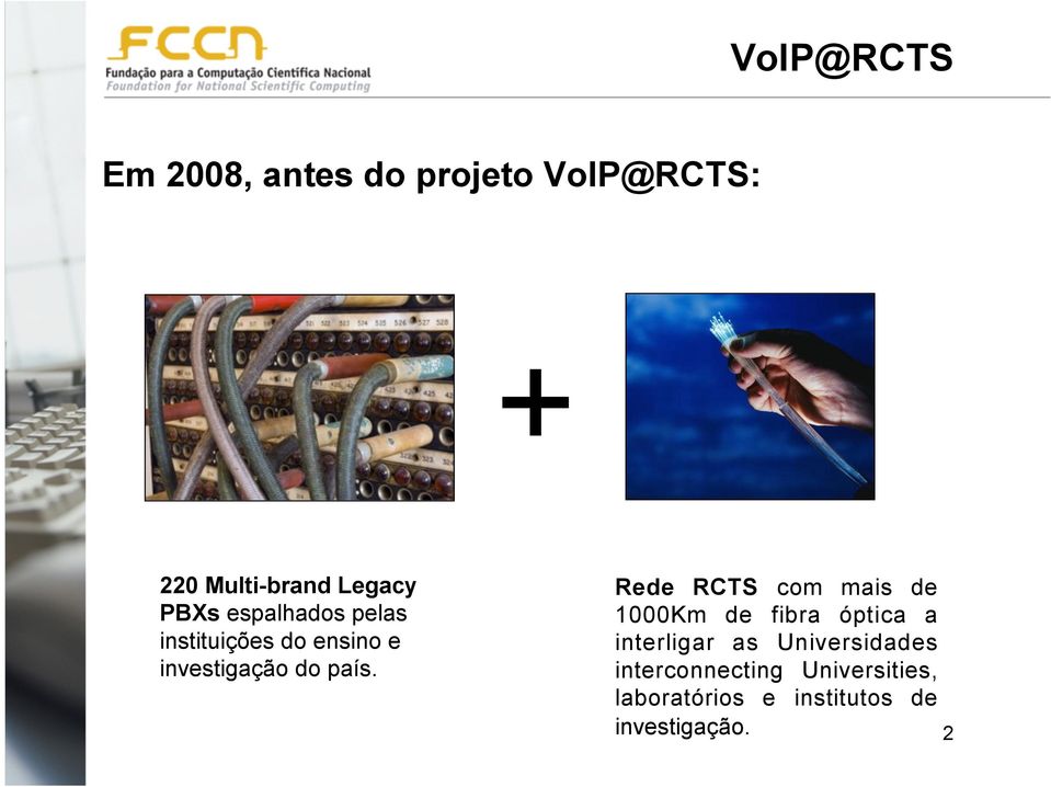 Rede RCTS com mais de 1000Km de fibra óptica a interligar as