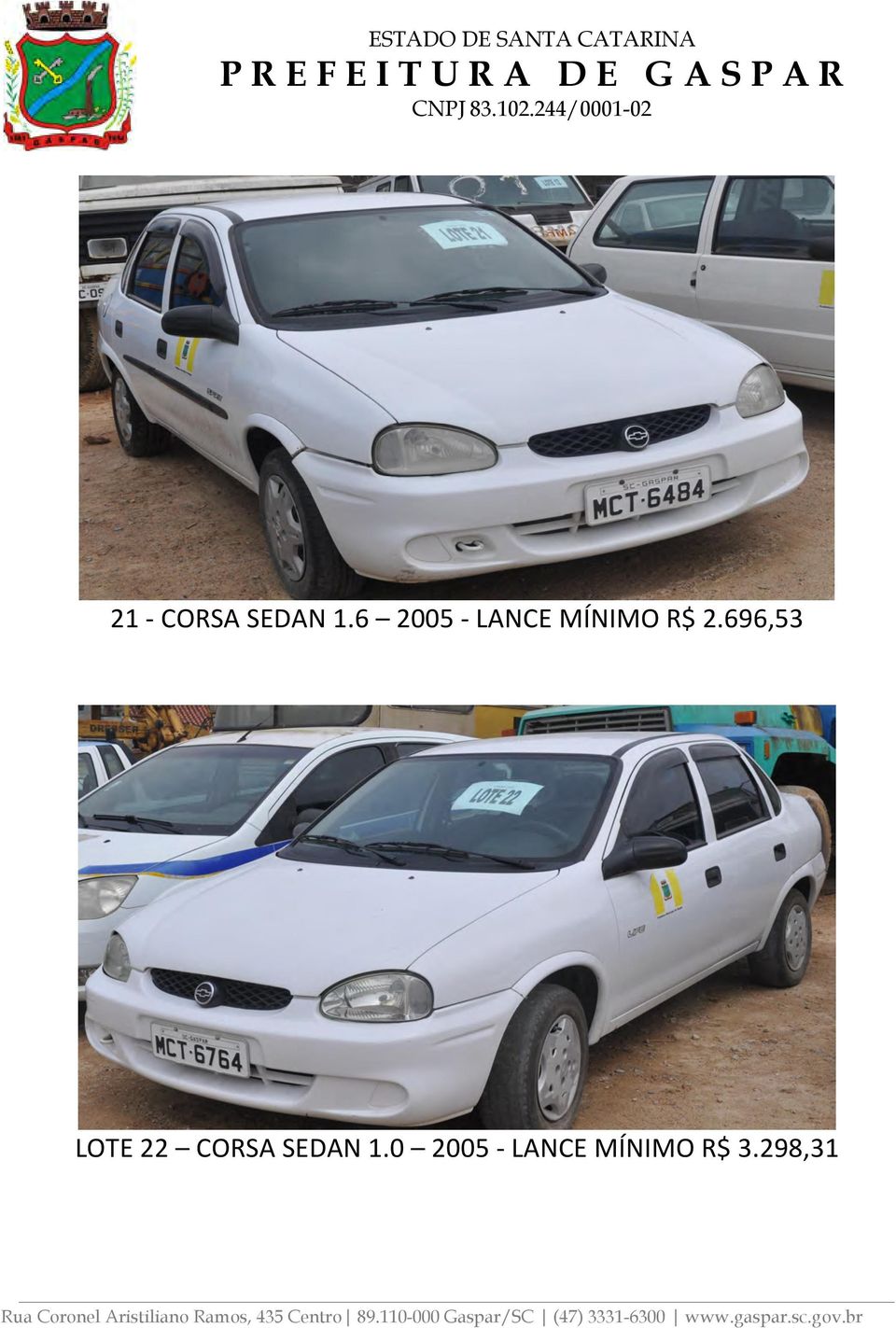 696,53 LOTE 22 CORSA SEDAN