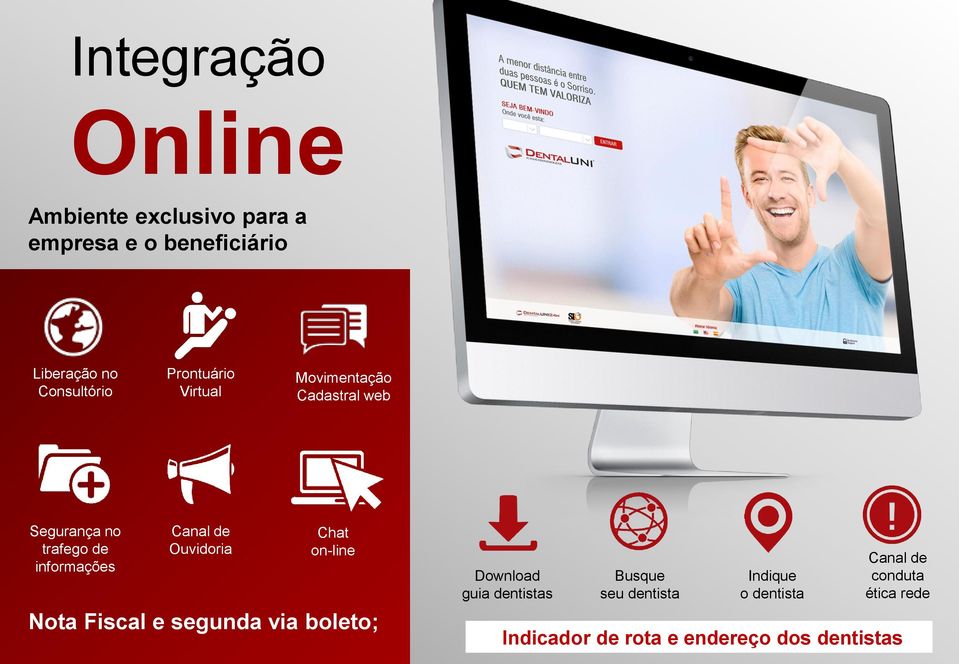 Ouvidoria Chat on-line Nota Fiscal e segunda via boleto; Download guia dentistas Busque seu