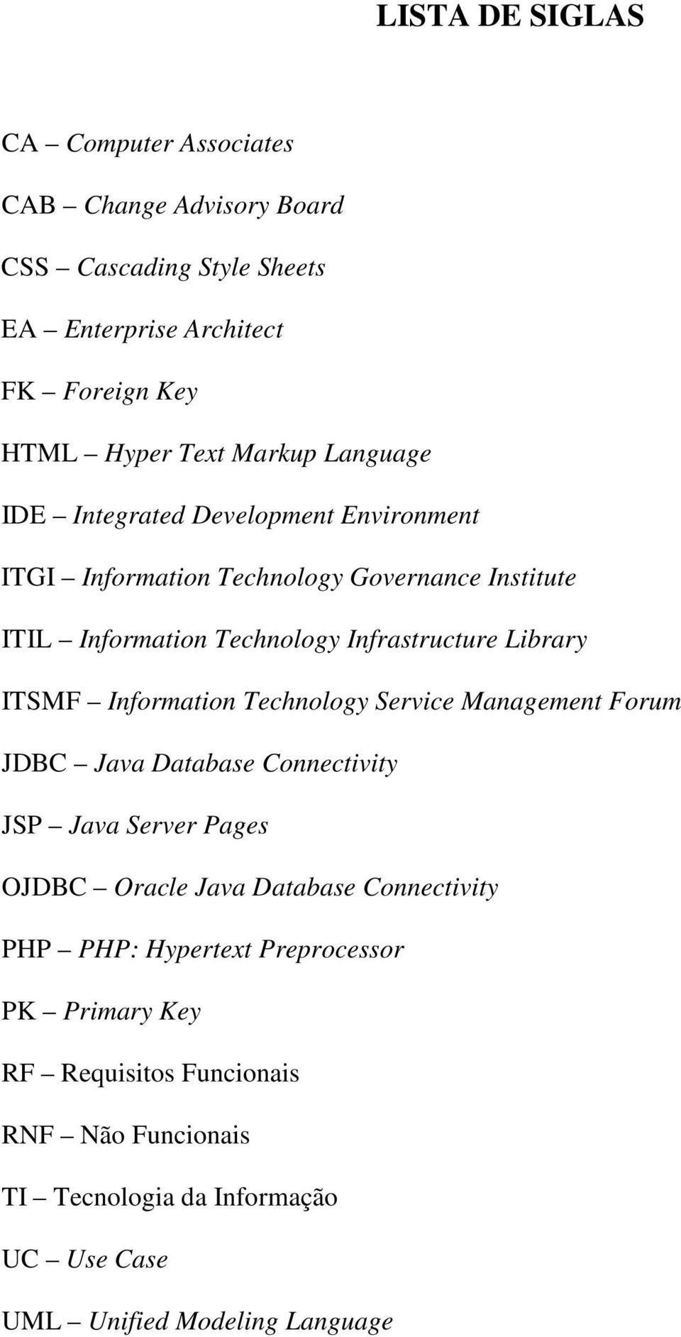 Library ITSMF Information Technology Service Management Forum JDBC Java Database Connectivity JSP Java Server Pages OJDBC Oracle Java Database