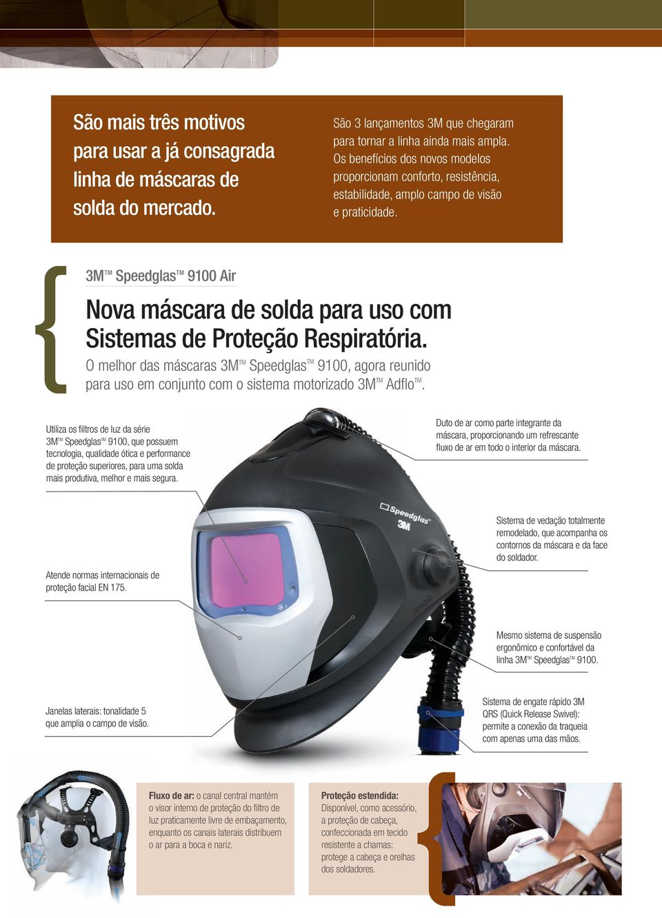 3M TM Speedglas TM 9100 Air Nova máscara de solda para uso com Sistemas de Proteção Respiratória.