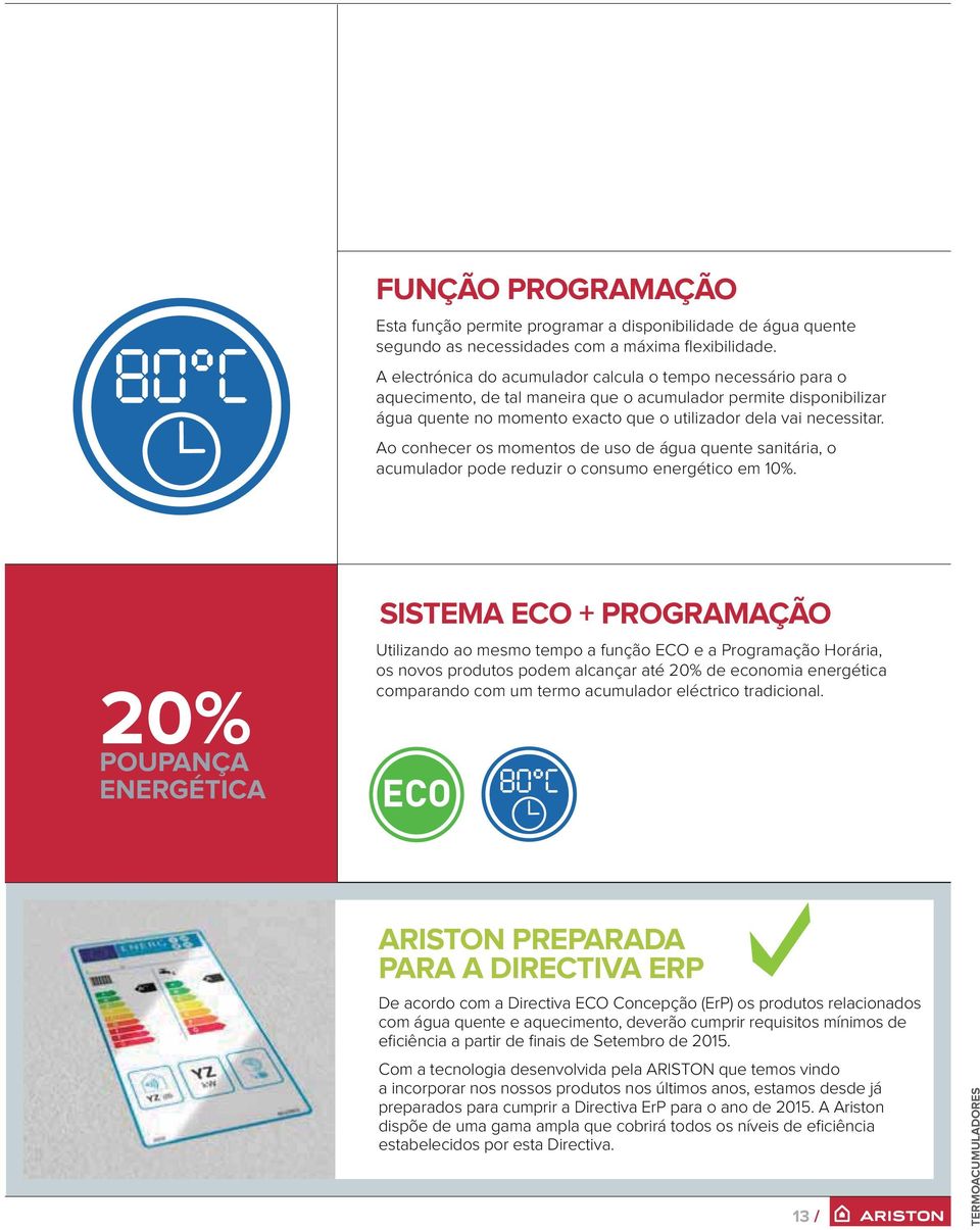 Ao conhecer os momentos de uso de água quente sanitária, o acumulador pode reduzir o consumo energético em 10%.