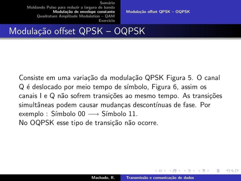 O canal Q é deslocado por meio tempo de símbolo, Figura 6, assim os canais I e Q não sofrem