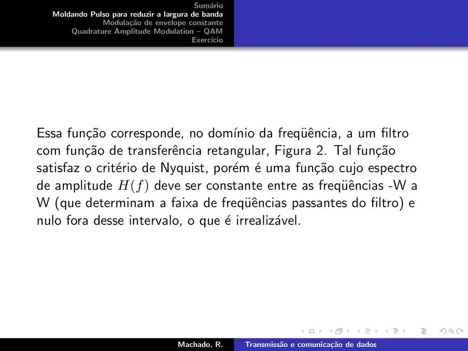 Tal função satisfaz o critério de Nyquist, porém é uma função cujo espectro de amplitude