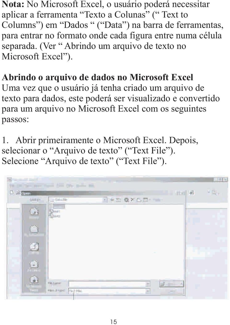 Abrindo o arquivo de dados no Microsoft Excel Uma vez que o usuário já tenha criado um arquivo de texto para dados, este poderá ser visualizado e convertido