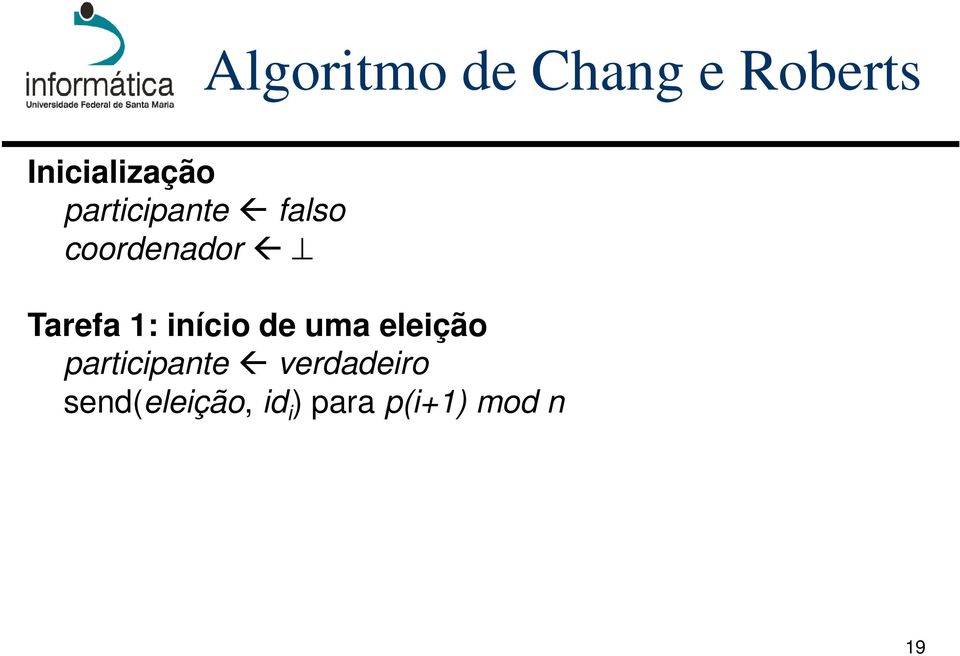 coordenador Tarefa 1: início de uma