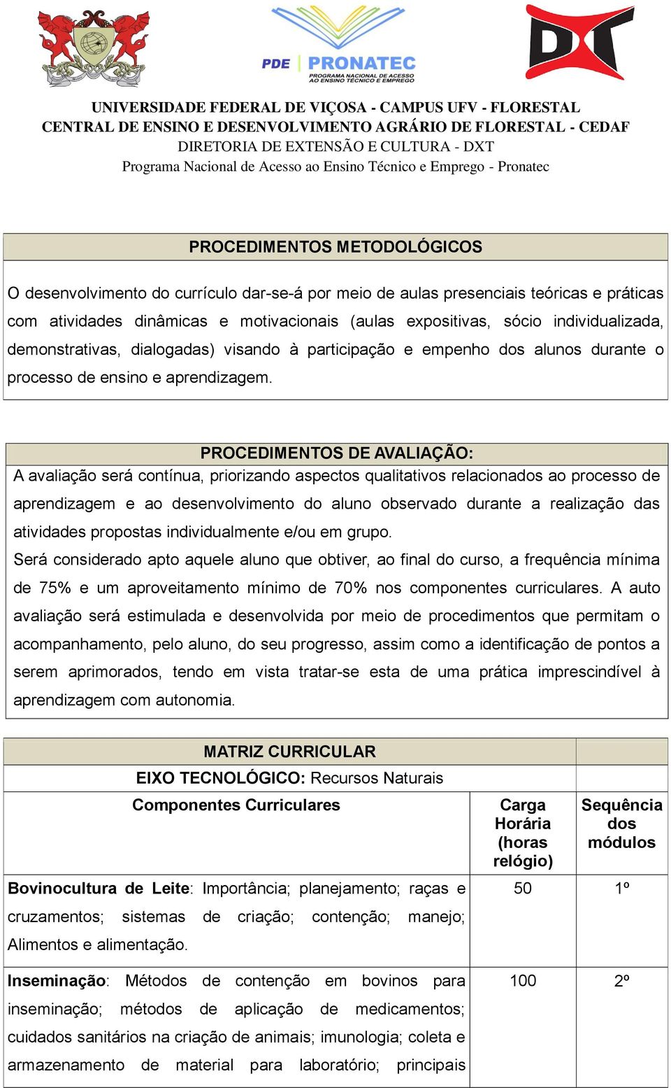 PROCEDIMENTOS DE AVALIAÇÃO: A avaliação será contínua, priorizando aspectos qualitativos relacionados ao processo de aprendizagem e ao desenvolvimento do aluno observado durante a realização das