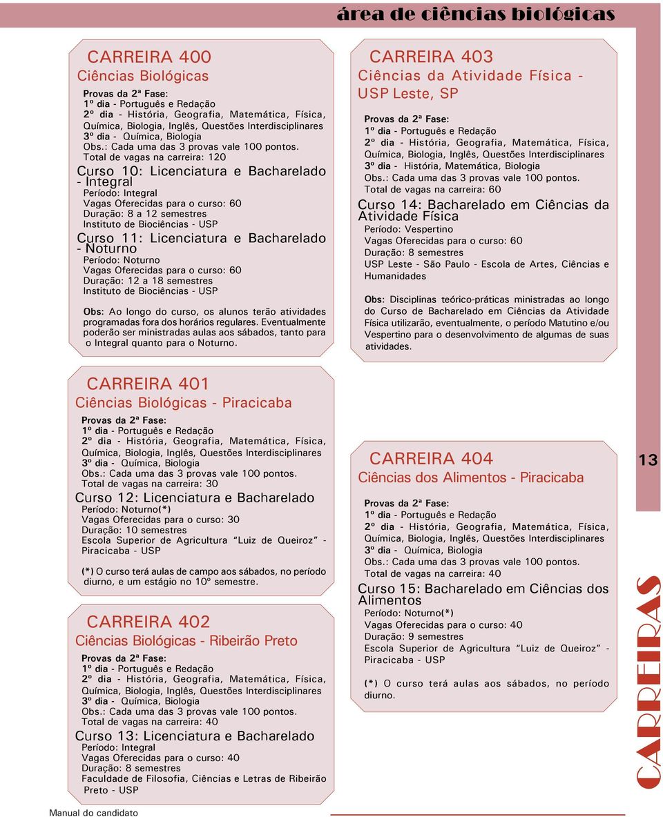 Obs: Ao longo do curso, os alunos terão atividades programadas fora dos horários regulares. Eventualmente poderão ser ministradas aulas aos sábados, tanto para o Integral quanto para o Noturno.