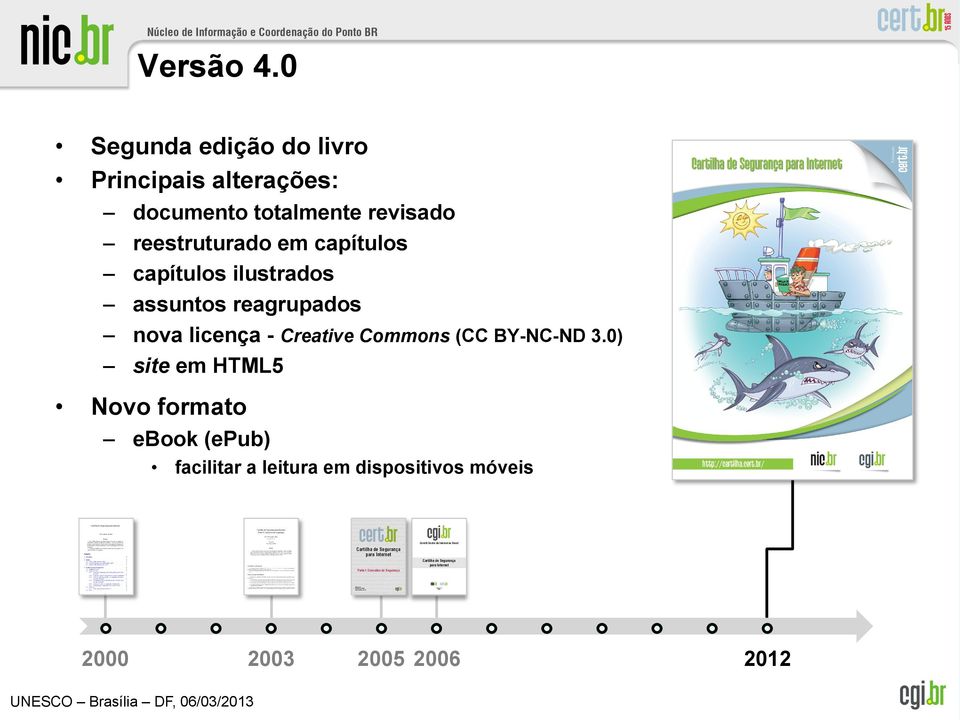 BY-NC-ND 3.0) site em HTML5 Novo formato ebook (epub) facilitar a leitura em dispositivos móveis http://cartilha.cert.