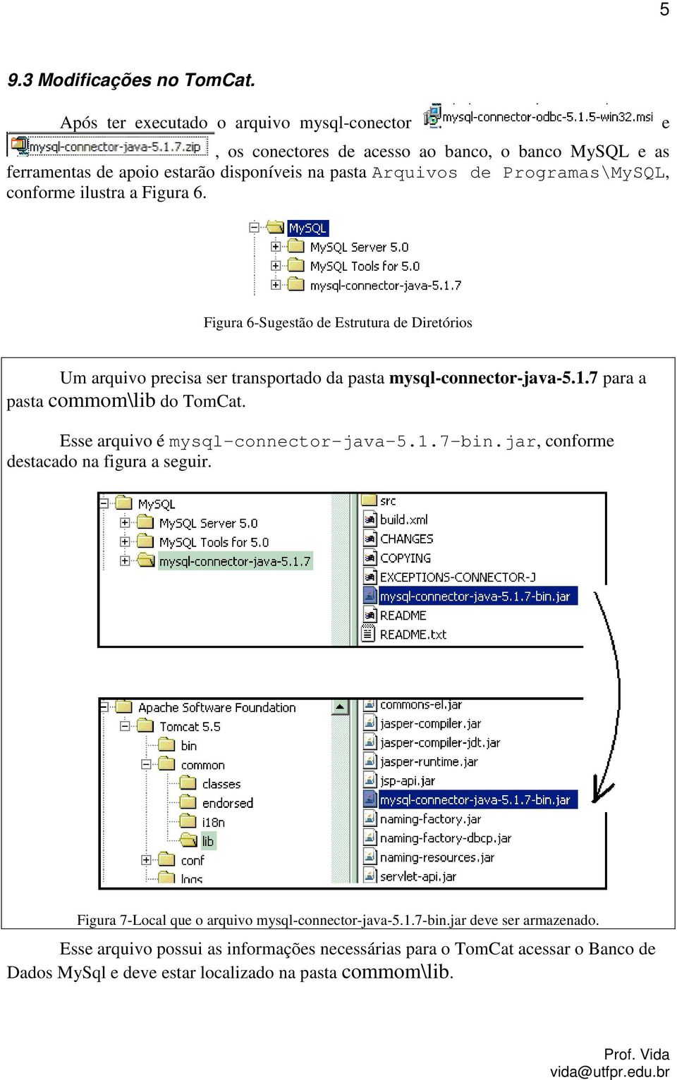 Programas\MySQL, conforme ilustra a Figura 6. e Figura 6-Sugestão de Estrutura de Diretórios Um arquivo precisa ser transportado da pasta mysql-connector-java-5.1.