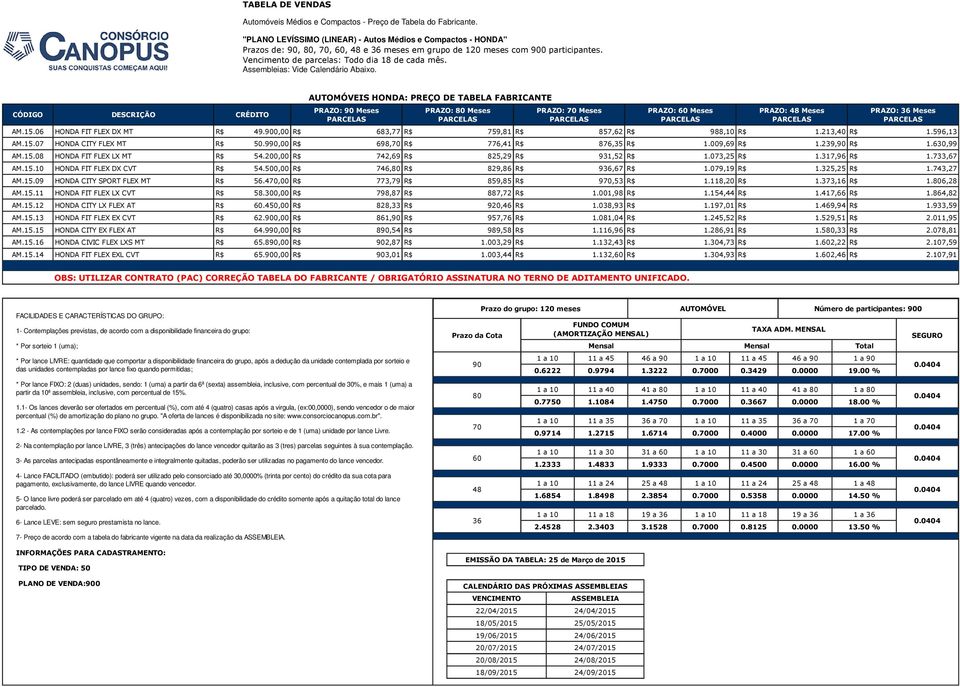 0,00 R$ 683,77 R$ 759,81 R$ 857,62 R$ 988,10 R$ 1.213,40 R$ 1.596,13 AM.15.07 HONDA CITY FLEX MT R$ 50.9,00 R$ 698, R$ 776,41 R$ 876,35 R$ 1.009,69 R$ 1.239, R$ 1.630,99 AM.15.08 HONDA FIT FLEX LX MT R$ 54.