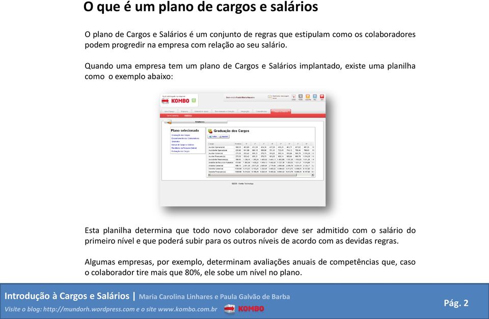 Quando uma empresa tem um plano de Cargos e Salários implantado, existe uma planilha como o exemplo abaixo: Esta planilha determina que todo novo