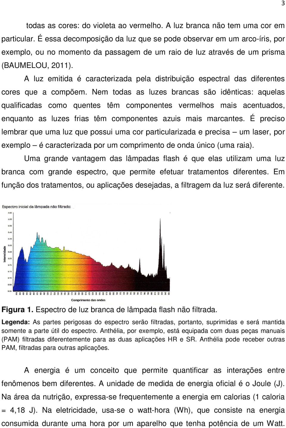 A luz emitida é caracterizada pela distribuição espectral das diferentes cores que a compõem.