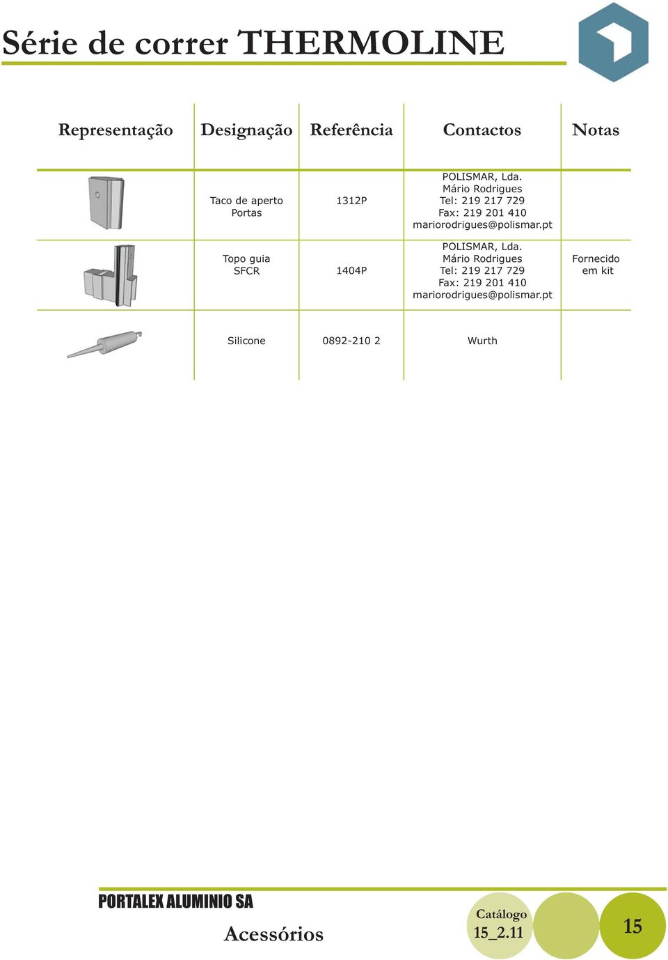 1312P Topo guia SFCR 1404P Fornecido em