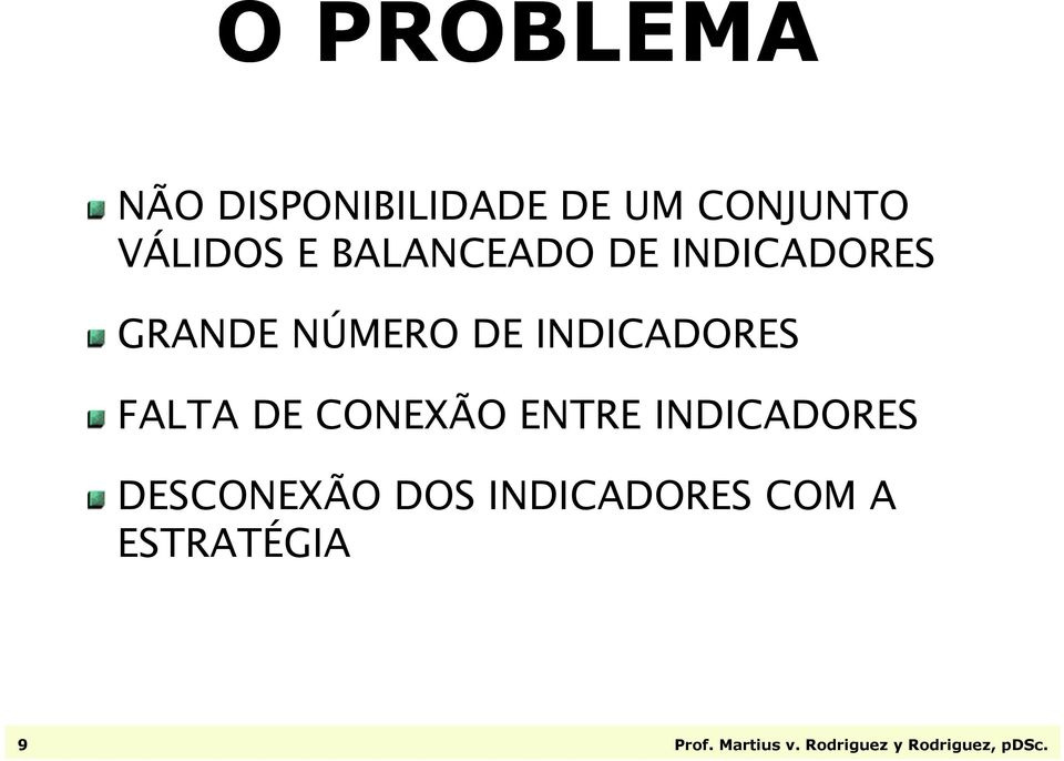 FALTA DE CONEXÃO ENTRE INDICADORES DESCONEXÃO DOS