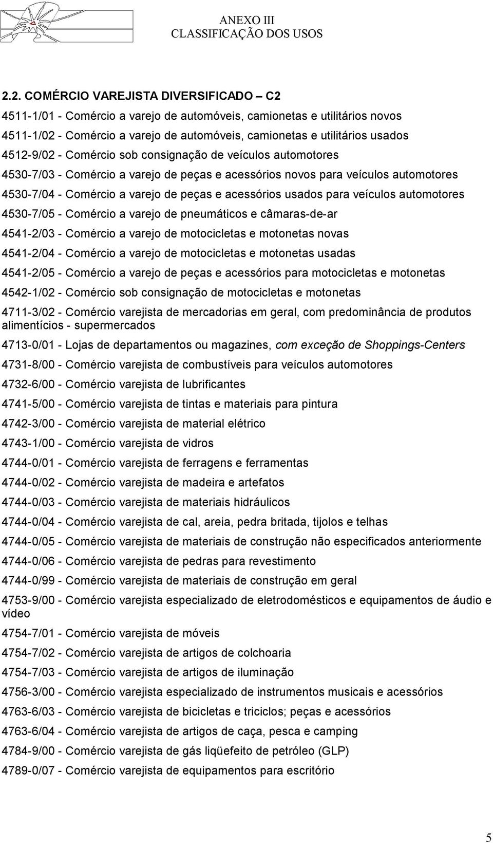 usados para veículos automotores 4530-7/05 - Comércio a varejo de pneumáticos e câmaras-de-ar 4541-2/03 - Comércio a varejo de motocicletas e motonetas novas 4541-2/04 - Comércio a varejo de