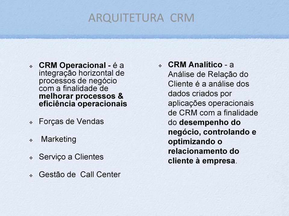 Center CRM Analítico - a Análise de Relação do Cliente é a análise dos dados criados por aplicações