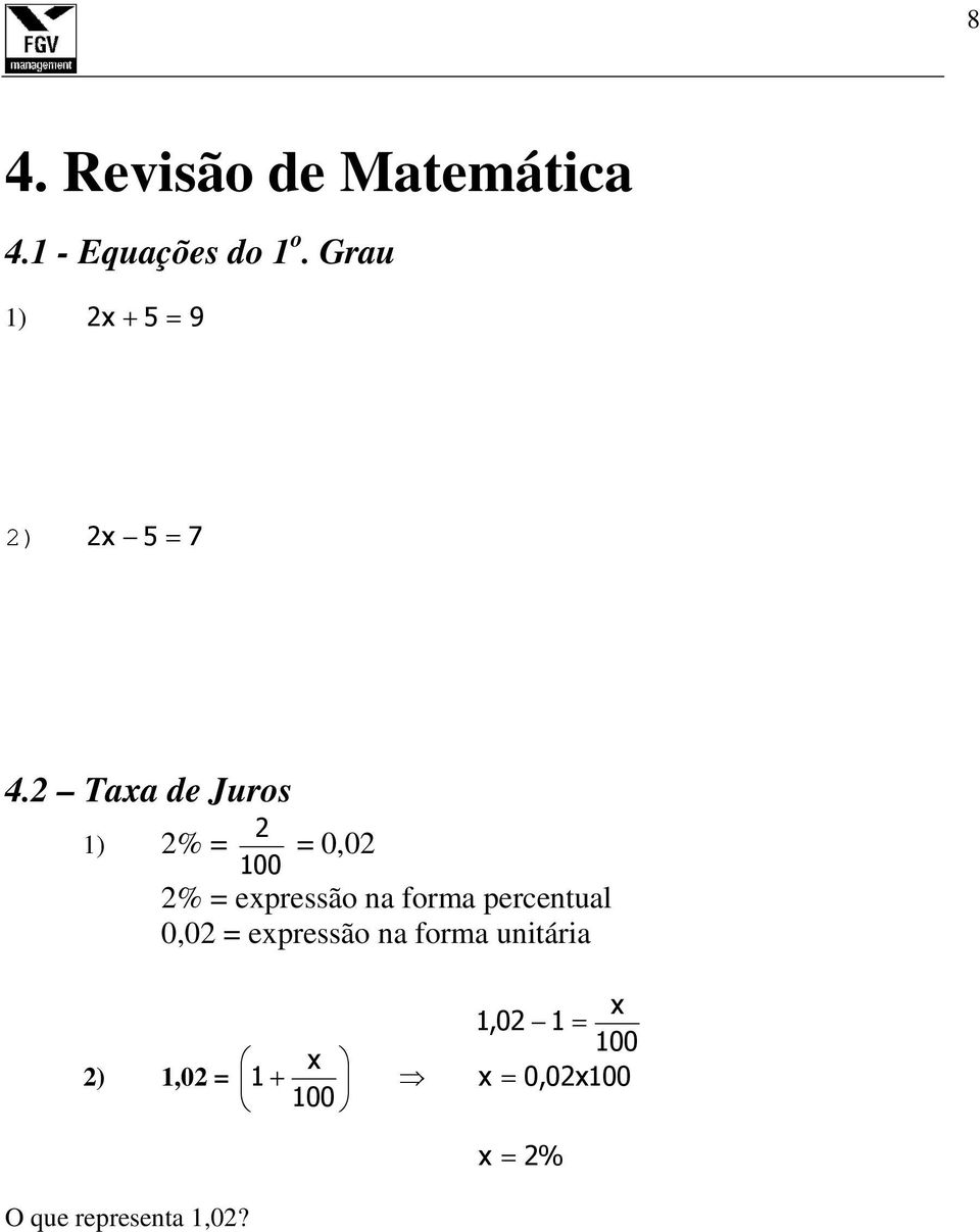 2 Taxa de Juros 2 1) 2%,2 1 2% expressão a forma