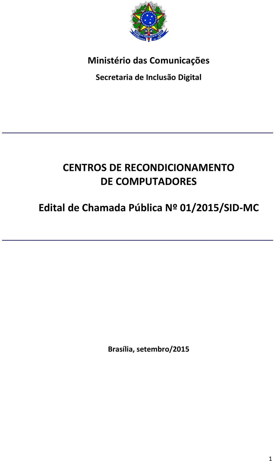 RECONDICIONAMENTO DE COMPUTADORES Edital de
