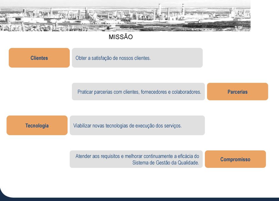 Parcerias Tecnologia Viabilizar novas tecnologias de execução dos serviços.