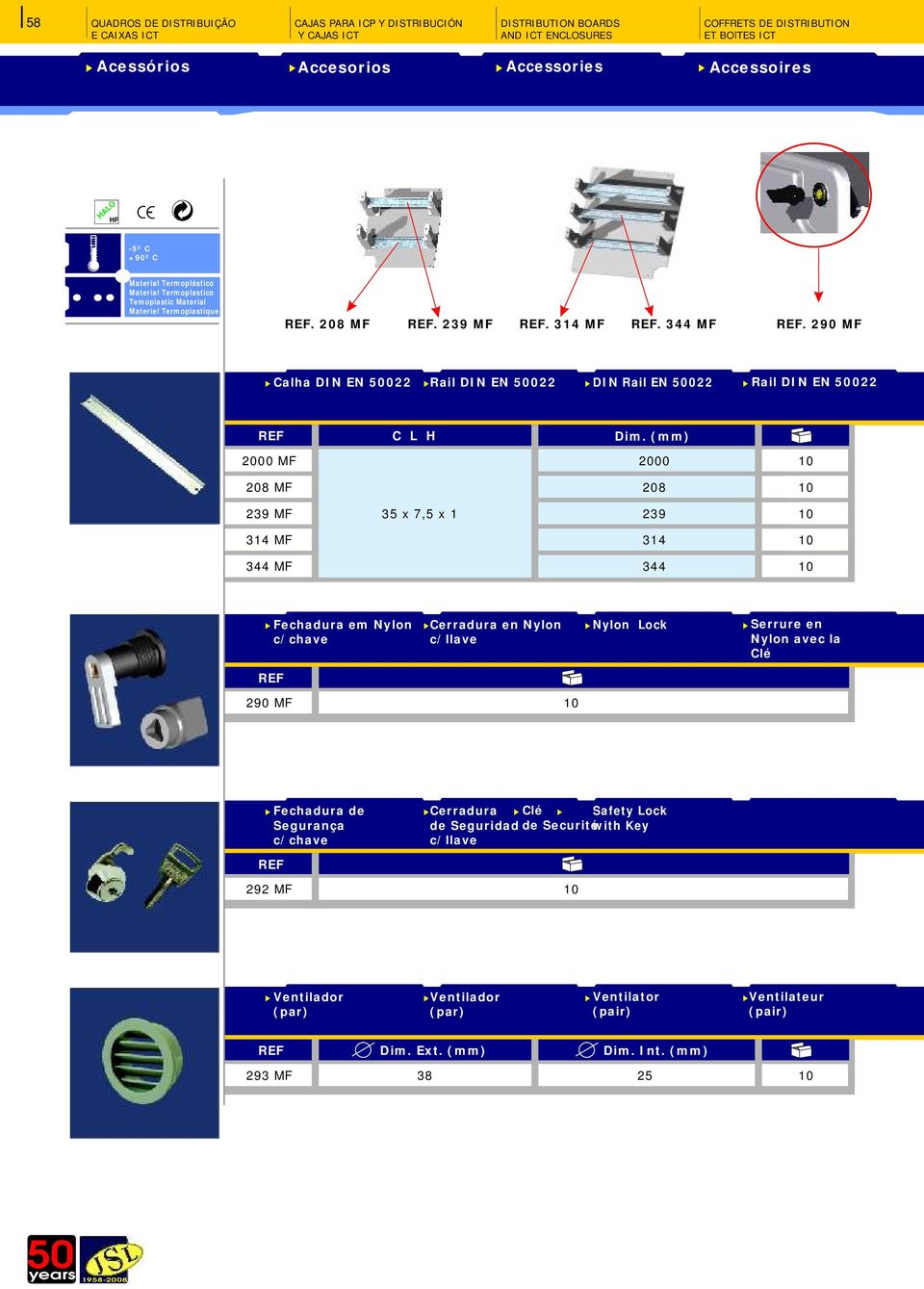 (mm) 000 MF 000 0 MF 0 39 MF 3 x, x 39 3 MF 3 3 MF 3 Fechadura em Nylon c/chave erradura en Nylon c/llave Nylon ock Serrure en