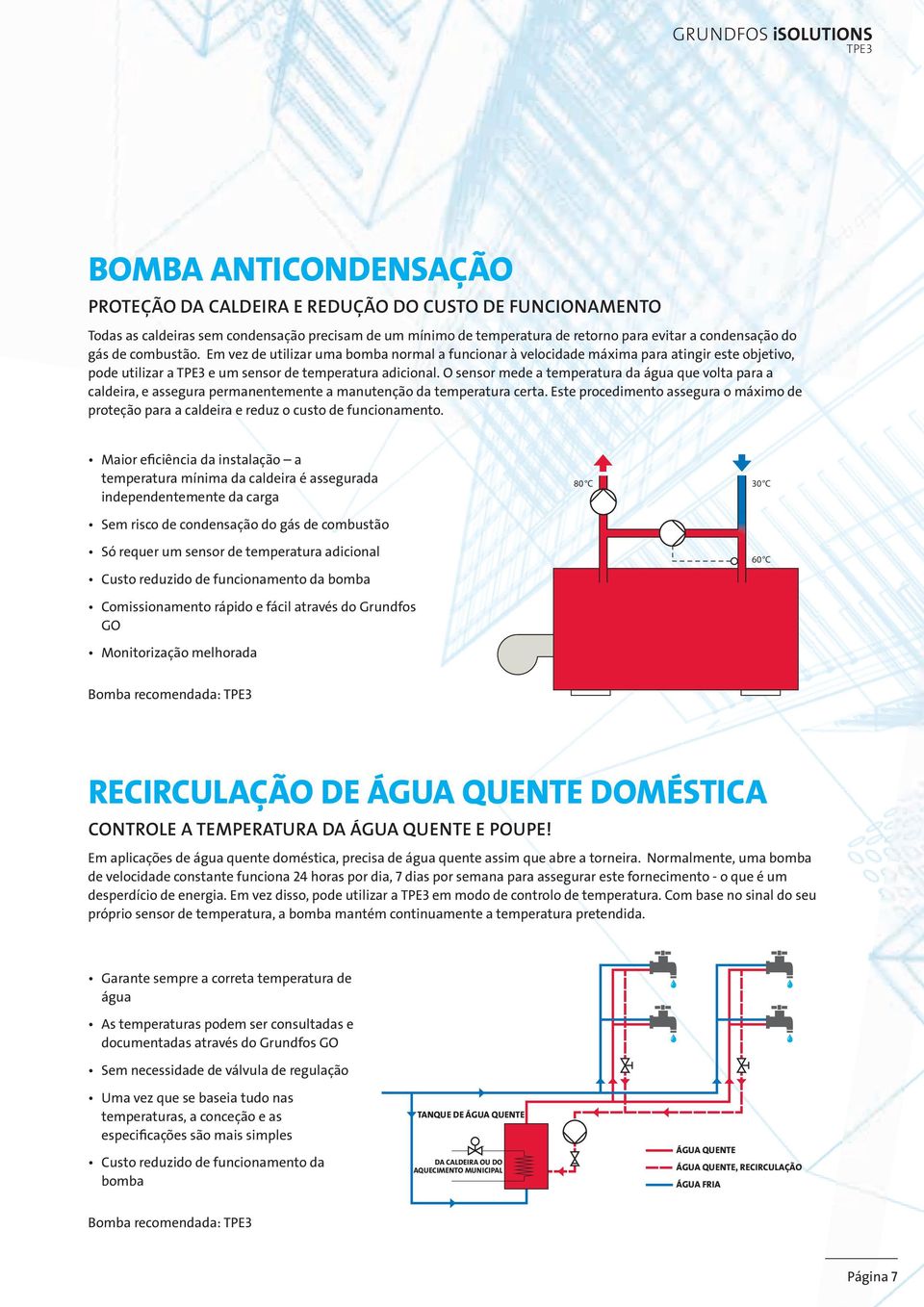 O sensor mede a temperatura da água que volta para a caldeira, e assegura permanentemente a manutenção da temperatura certa.