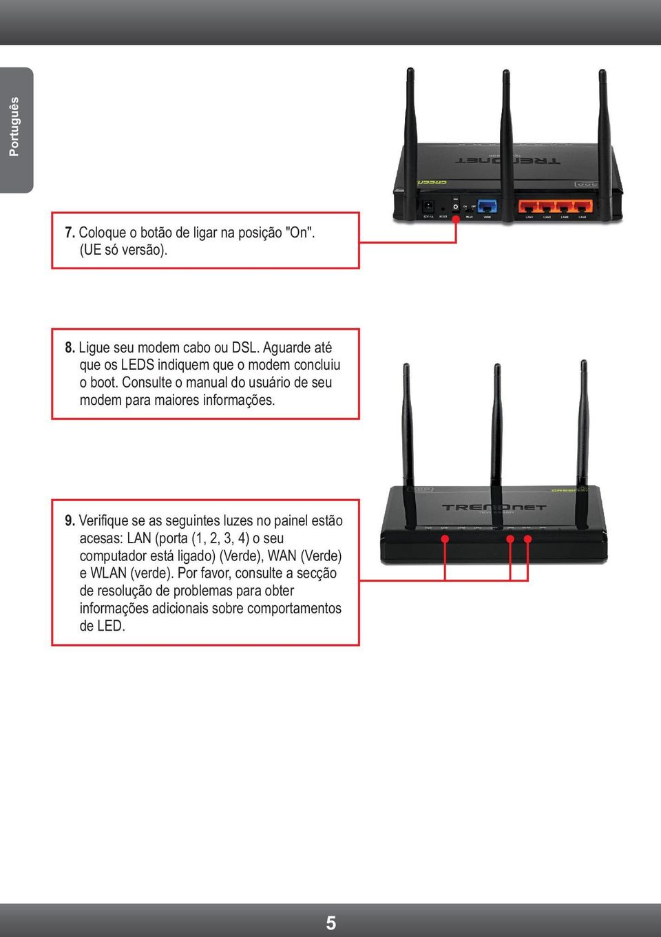 Consulte o manual do usuário de seu modem para maiores informações. 9.