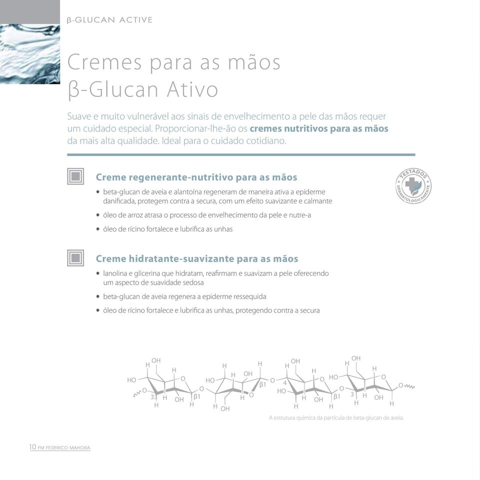 Creme regenerante-nutritivo para as mãos beta-glucan de aveia e alantoína regeneram de maneira ativa a epiderme danificada, protegem contra a secura, com um efeito suavizante e calmante óleo de arroz