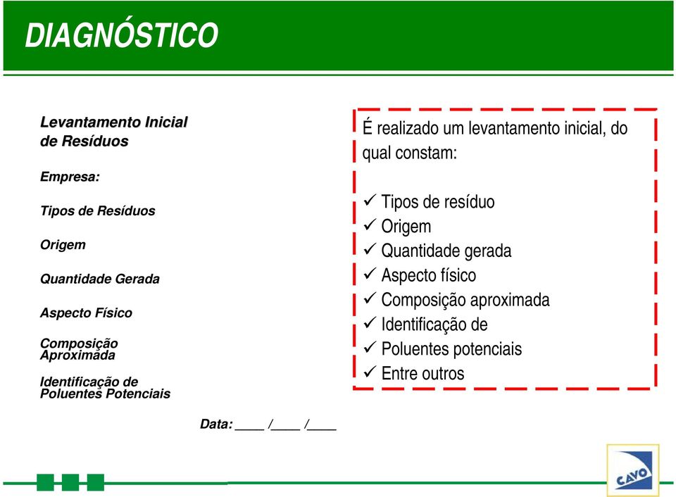 realizado um levantamento inicial, do qual constam: Tipos de resíduo Origem Quantidade