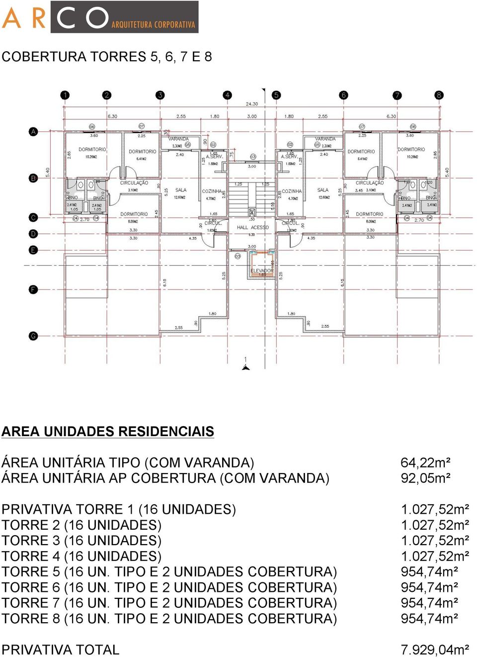 TIPO E 2 UNIDADES COBERTURA) TORRE 6 (16 UN. TIPO E 2 UNIDADES COBERTURA) TORRE 7 (16 UN.